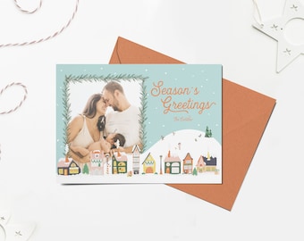 Modern Holiday Photo Card Template: Printable Christmas Card (Digital Download)