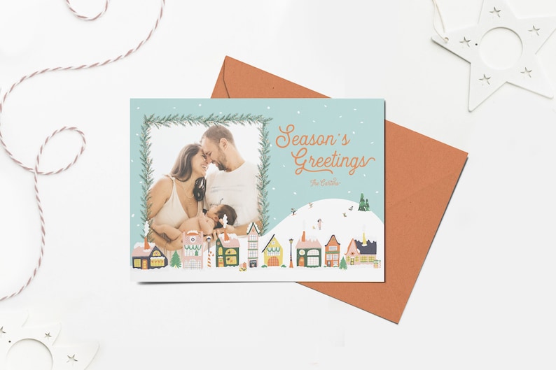 Modern Holiday Card, Holiday Photo Card Template, Christmas Card, Holiday Photo Card, Printable, Editable, INSTANT DOWNLOAD image 1