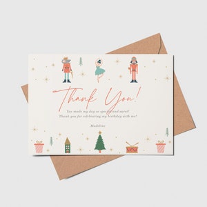 Nutcracker Ballet Birthday Party Thank You Card, Happy Holidays, Christmas, Printable, Editable, INSTANT DOWNLOAD