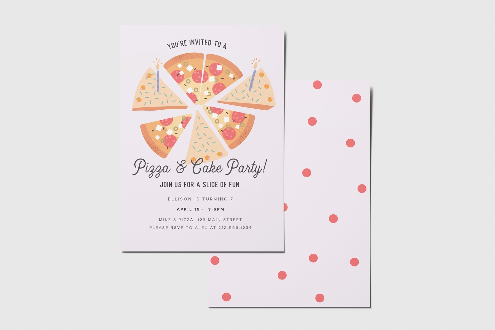 Pizza & Cake Party Birthday Thank You Card With Photo, A Slice of Fun