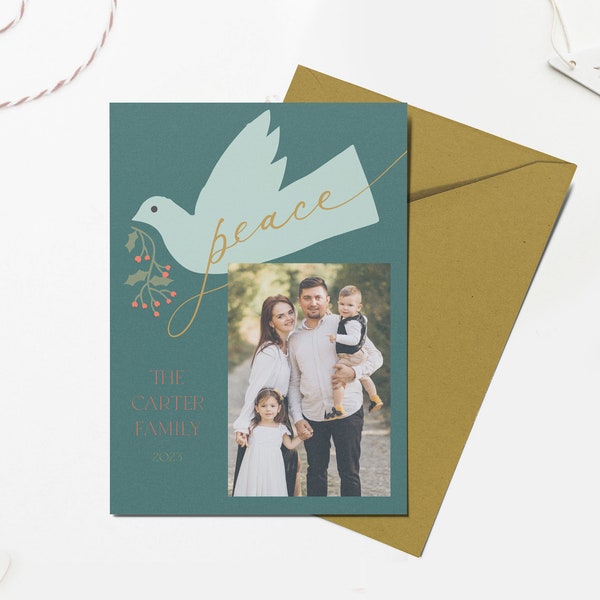 Modern Holiday Card, Holiday Photo Card Template, Christmas Card, Holiday Photo Card, Printable, Editable, INSTANT DOWNLOAD