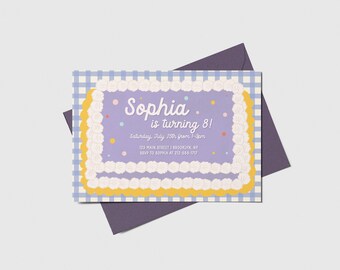 Retro Cake Birthday Party Invite: Printable & Editable (INSTANT DOWNLOAD)