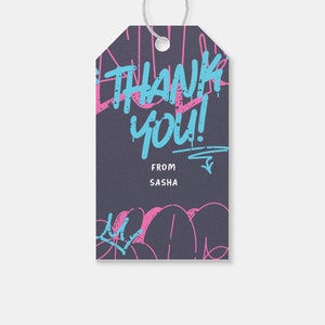 Graffiti Birthday Party Favor Tag, Thank You Tag, Street Art, Printable, Editable, INSTANT DOWNLOAD