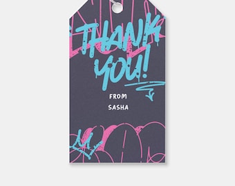 Graffiti Birthday Party Favor Tag, Thank You Tag, Street Art, Printable, Editable, INSTANT DOWNLOAD