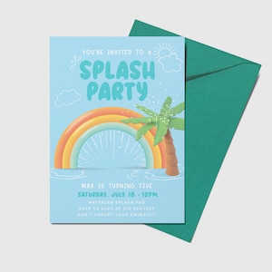 Splash Party Birthday Invitation, Summer Celebration, Splash Pad, Printable, Editable, INSTANT DOWNLOAD