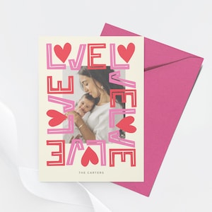 Tarjeta fotográfica moderna para el día de San Valentín, tarjeta para el día de San Valentín, tarjeta fotográfica festiva, imprimible, editable, DESCARGA INSTANTÁNEA
