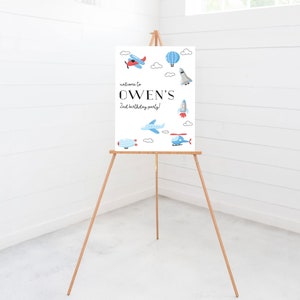 Airplane Birthday Party Welcome Sign, 18x24, 24x36, Poster, Biplane, Plane, Helicopter, Time Flies, Printable, Editable, INSTANT DOWNLOAD
