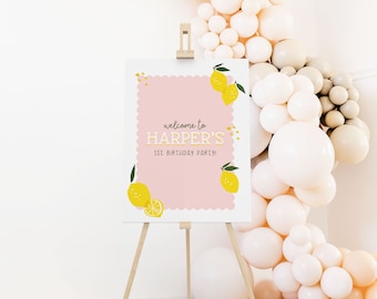 Lemonade Birthday Party Welcome Sign, 18x24, 24x36, Poster, Pink Lemonade, Printable, Editable, INSTANT DOWNLOAD