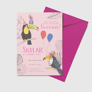 Toucan Birthday Party Invitation, 2nd Birthday, Twocan, Tropical Theme, Printable, Editable, INSTANT DOWNLOAD