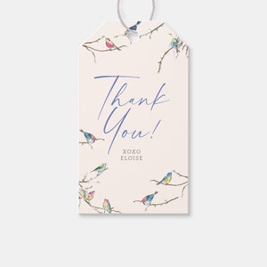 Little Birdie Birthday Party Favor Tag, Thank You Tag, Printable, Editable, INSTANT DOWNLOAD