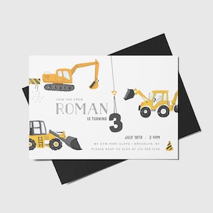 Construction Birthday Invitation, Excavator, Construction Party Theme, Printable, Editable, INSTANT DOWNLOAD