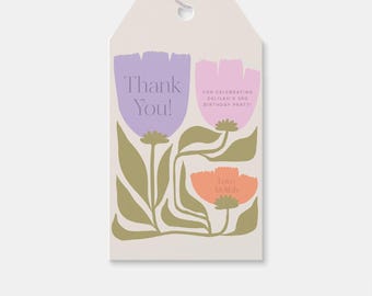 Boho Floral Birthday Party Favor Tag: Spring Flowers (Digital Download)