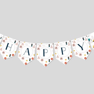 Taxi Birthday Party Flag Banner, Birthday Garland, Taxi Cab, Hail a Cab, Taxi Car Theme, Editable, INSTANT DOWNLOAD