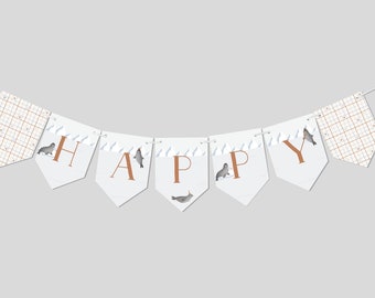 Arctic Seal Birthday Banner: Winter Animals Garland (Printable, Editable, INSTANT DOWNLOAD)