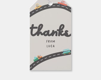 Cars Birthday Thank You Tag: Vroom Party Favor (Printable, Editable, INSTANT DOWNLOAD)