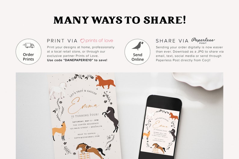 Horse Birthday Party Invitation, Horseback Riding, Printable, Editable, INSTANT DOWNLOAD image 10