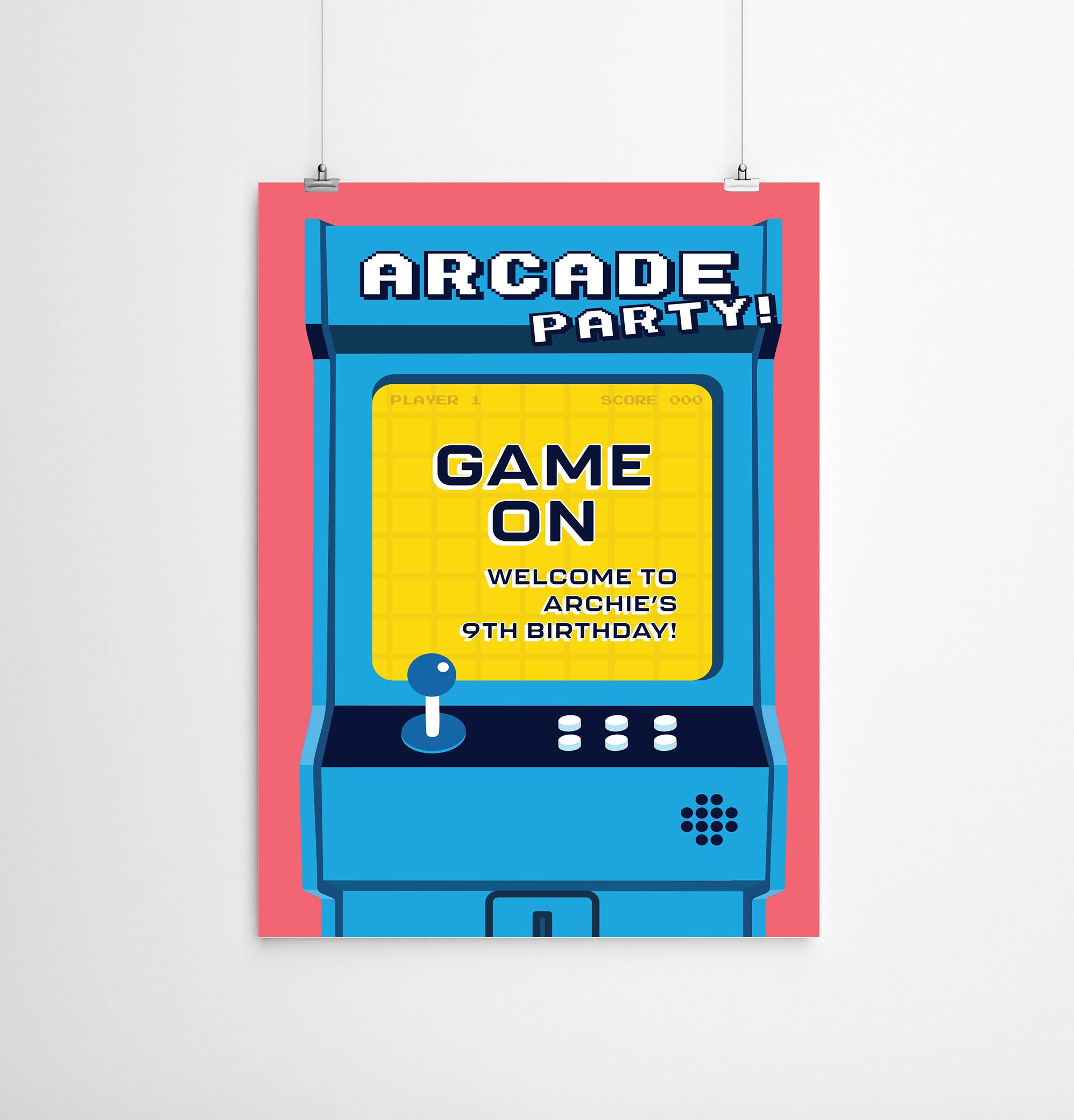 Retro Arcade Birthday Welcome Sign: Editable Gaming Poster (instant ...
