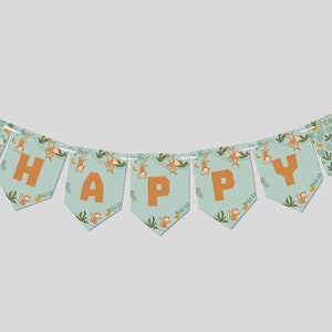 Monkey Birthday Party Banner: Editable Printable Garland (INSTANT DOWNLOAD)