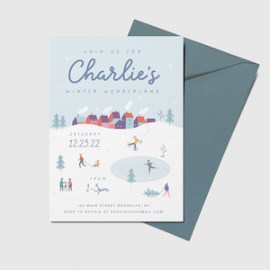 Winter Wonderland Birthday Invitation: Holiday Celebration (Printable, Editable, INSTANT DOWNLOAD)