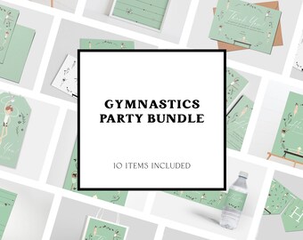 Gymnastics Birthday Party BUNDLE, Gymnast, Flip, Tumble, Printable, Editable, INSTANT DOWNLOAD