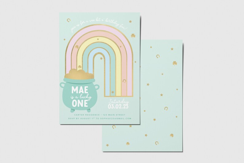 Lucky Rainbow Birthday Party Invitation St. Patrick's - Etsy