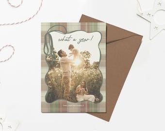 Plaid Holiday Photo Card Template: Editable Christmas Card (Digital Download)