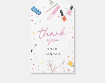 Mani Pedi Birthday Thank You Tag: Spa Party Favor (Printable, Editable, INSTANT DOWNLOAD)
