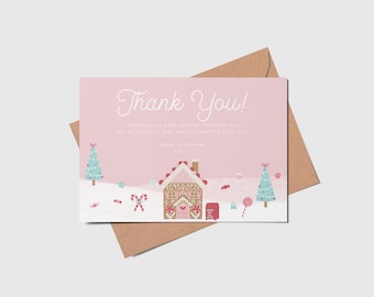 Candy Land Christmas Thank You Card: Gingerbread House (Printable, Editable, INSTANT DOWNLOAD)