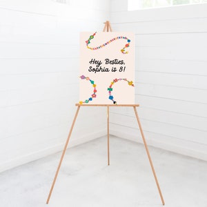 Friendship Bracelet Birthday Party Welcome Sign, 18x24, 24x36, Poster, BFF Bracelet, Bead Bracelet, Printable, Editable, INSTANT DOWNLOAD