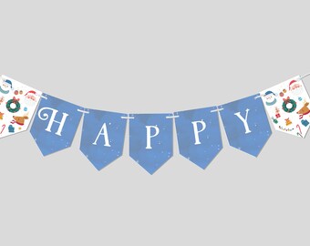 Christmas Birthday Party Banner: Editable Holiday Garland (Instant Download)