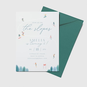 Ski Birthday Party Invitation, Winter Invite, Après Ski, Skiing Party, Ski Slopes, Printable, Editable, INSTANT DOWNLOAD
