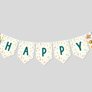 Musical Instruments Birthday Party Flag Banner, Birthday Garland, Marching Band, Music, Printable, Editable, INSTANT DOWNLOAD