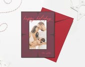 Poinsettia Holiday Photo Card Template (Digital Download)