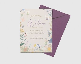 Fairy Birthday Invite: Enchanted Forest Theme (Printable, Editable)