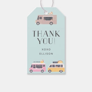 Food Truck Birthday Party Favor Tag, Thank You Tag, Pizza Party, Ice Cream Party, Printable, Editable, INSTANT DOWNLOAD