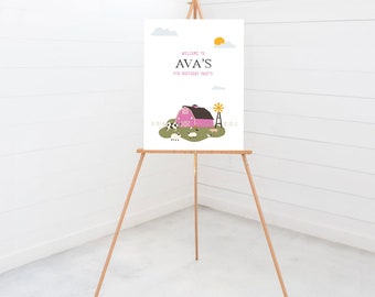 Farm Birthday Party Welcome Sign, 18x24, 24x36, Poster, Farm Animals, Printable, Editable, INSTANT DOWNLOAD