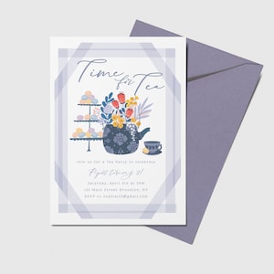 Tea Party Birthday Invitation, Garden Party, Printable, Editable, INSTANT DOWNLOAD