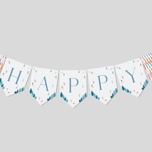 Ski Birthday Party Flag Banner, Garland, Decor, Winter, Après Ski, Skiing Party, Ski Slopes, Printable, Editable, INSTANT DOWNLOAD