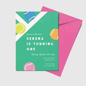 Tennis Birthday Party Invitation, Tennis Court, Tennis Balls, Printable, Editable, INSTANT DOWNLOAD