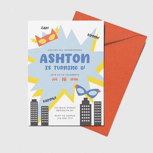 Superhero Birthday Invitation, Superheroes Party, Superhero Theme, Printable, Editable, INSTANT DOWNLOAD