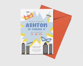 Superhero Birthday Invitation, Superheroes Party, Superhero Theme, Printable, Editable, INSTANT DOWNLOAD