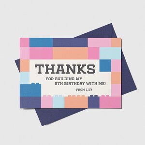 Building Blocks Birthday Thank You Card, Building Bricks, Printable, Editable, INSTANT DOWNLOAD