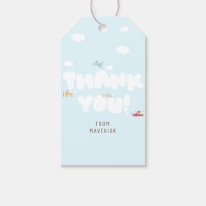 Airplane Birthday Party Party Favor Tag, Thank You Tag, 1st Birthday, Biplane, Plane, Helicopter, Printable, Editable, INSTANT DOWNLOAD