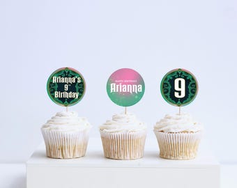 Wicked Witch Birthday Cupcake Toppers: Emerald Green Oz Theme (Instant Download)