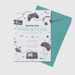 Gaming Birthday Party Invitation, Gamer Video Game Party, Printable, Editable, INSTANT DOWNLOAD