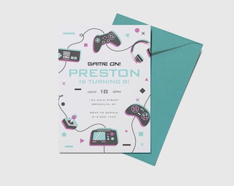 Gaming Birthday Party Invitation, Gamer Video Game Party, Printable, Editable, INSTANT DOWNLOAD