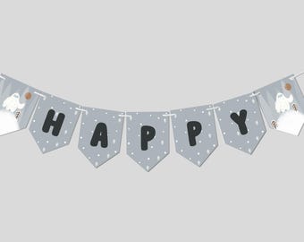 Yeti Birthday Party Banner: Winter Holiday Decor (Printable, Editable, INSTANT DOWNLOAD)