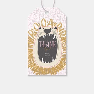 Lion Roar Birthday Party Favor Tag, Thank You Tag, Printable, Editable, INSTANT DOWNLOAD