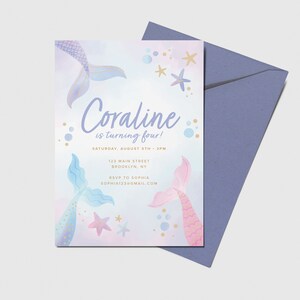 Mermaid Birthday Party Invitation, Mermaids Tails, Printable, Editable, INSTANT DOWNLOAD