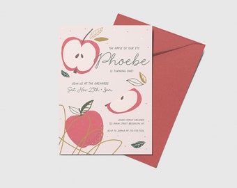 Apple Orchard First Birthday Invitation: Fall Apple Picking (Digital Download)